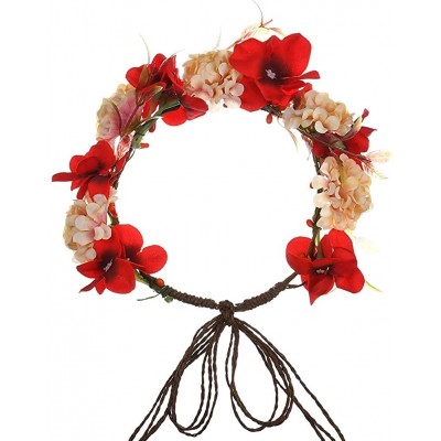 Headbands Adjustable Flower Crown Festivals Headbands Garland Girls Hair Wreath - B0red - CI18R3DEEML $16.36