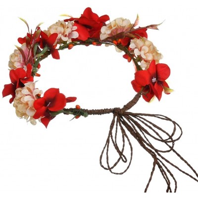 Headbands Adjustable Flower Crown Festivals Headbands Garland Girls Hair Wreath - B0red - CI18R3DEEML $16.36