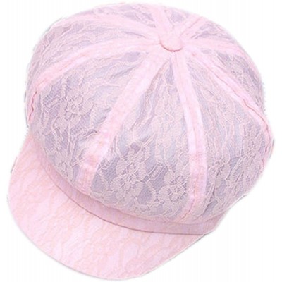 Newsboy Caps Women's Girl's Solid Cute Mesh Breathable Newsboy Ivy Gatsby Golf Sun Hat Cap - Pink - CV182ER40ZA $10.74