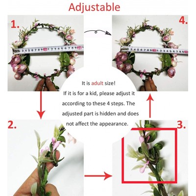 Headbands Adjustable Flower Crown Festivals Headbands Garland Girls Hair Wreath - B0red - CI18R3DEEML $16.36