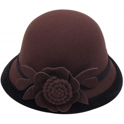 Bucket Hats Cloche Round Hat for Women Beanie Flower Dress Church Elegant British - A-cofe - CI18I2W9WGI $19.40