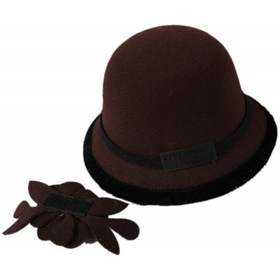 Bucket Hats Cloche Round Hat for Women Beanie Flower Dress Church Elegant British - A-cofe - CI18I2W9WGI $19.40