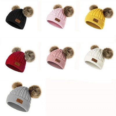 Skullies & Beanies Baby Pompom Beanie Hat-Winter Infant Toddler Knitting Woolen Hat with Warm Fur Ball - Grey - CJ192R336IL $...