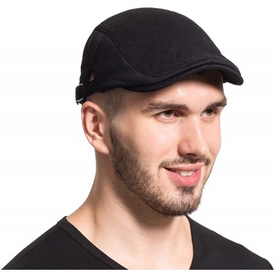 Newsboy Caps Gatsby Newsboy Hat Men Women Classic Herringbone Tweeb Flat Cap - 02 Black - CJ18IHR487M $13.09