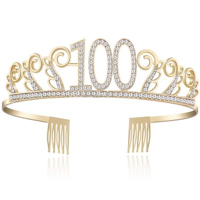 Headbands Birthday Rhinestone Princess Silver 21st - Gold-100th - CA18O79ORQ5 $15.83