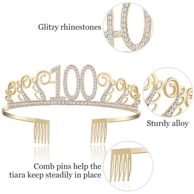 Headbands Birthday Rhinestone Princess Silver 21st - Gold-100th - CA18O79ORQ5 $15.83