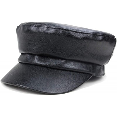 Berets Women Newsboy Hat Cap for Ladies Visor Beret Hat - 4a53-pu Leather-black - C518LZNZ3I5 $13.94