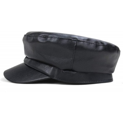 Berets Women Newsboy Hat Cap for Ladies Visor Beret Hat - 4a53-pu Leather-black - C518LZNZ3I5 $13.94