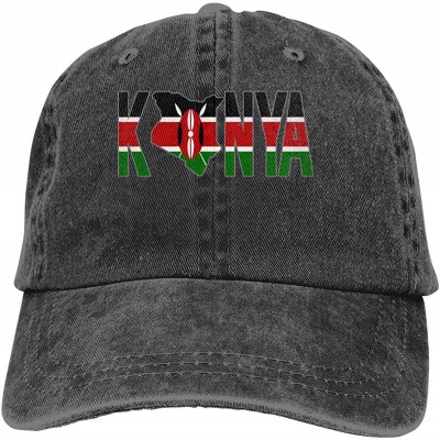 Baseball Caps 2 Pack Vintage Baseball Cap- Unisex Kenya Text with Map Kenyan Flag Adjustable Baseball Hats Dad Hat - Black - ...