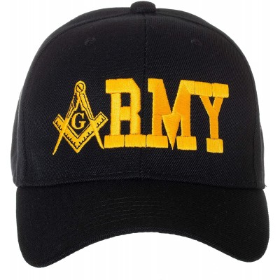 Baseball Caps United States Military Masonic Square and Compass Embroidered Baseball Cap - Army / Black - C718HGTELIZ $14.54