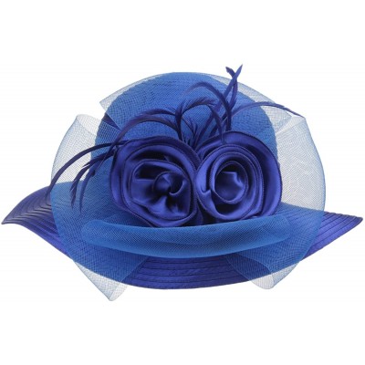 Bucket Hats Lady's Kentucky Derby Dress Church Cloche Hat Bow Bucket Wedding Bowler Hats - Blue - C0188NCYM45 $19.85