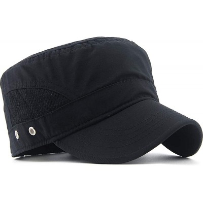 Skullies & Beanies Mens Womens Quick Dry Cadet Cap Waterproof Army Military Hat Flat Top Caps Mesh Inner - A-black - C811ACXS...
