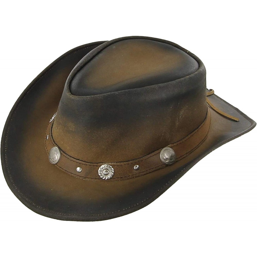 Cowboy Hats Leather Buffalo Nickel Prairie Dog Hat Brown - CW184AOHE0W $46.50