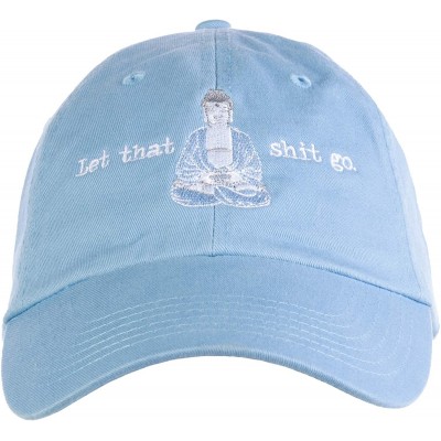 Baseball Caps Let That Sht Go - Funny Zen Buddha Yoga Mindfulness Peace Hippy Women Men Baseball Cap Dad Hat - Blue - C018XNU...