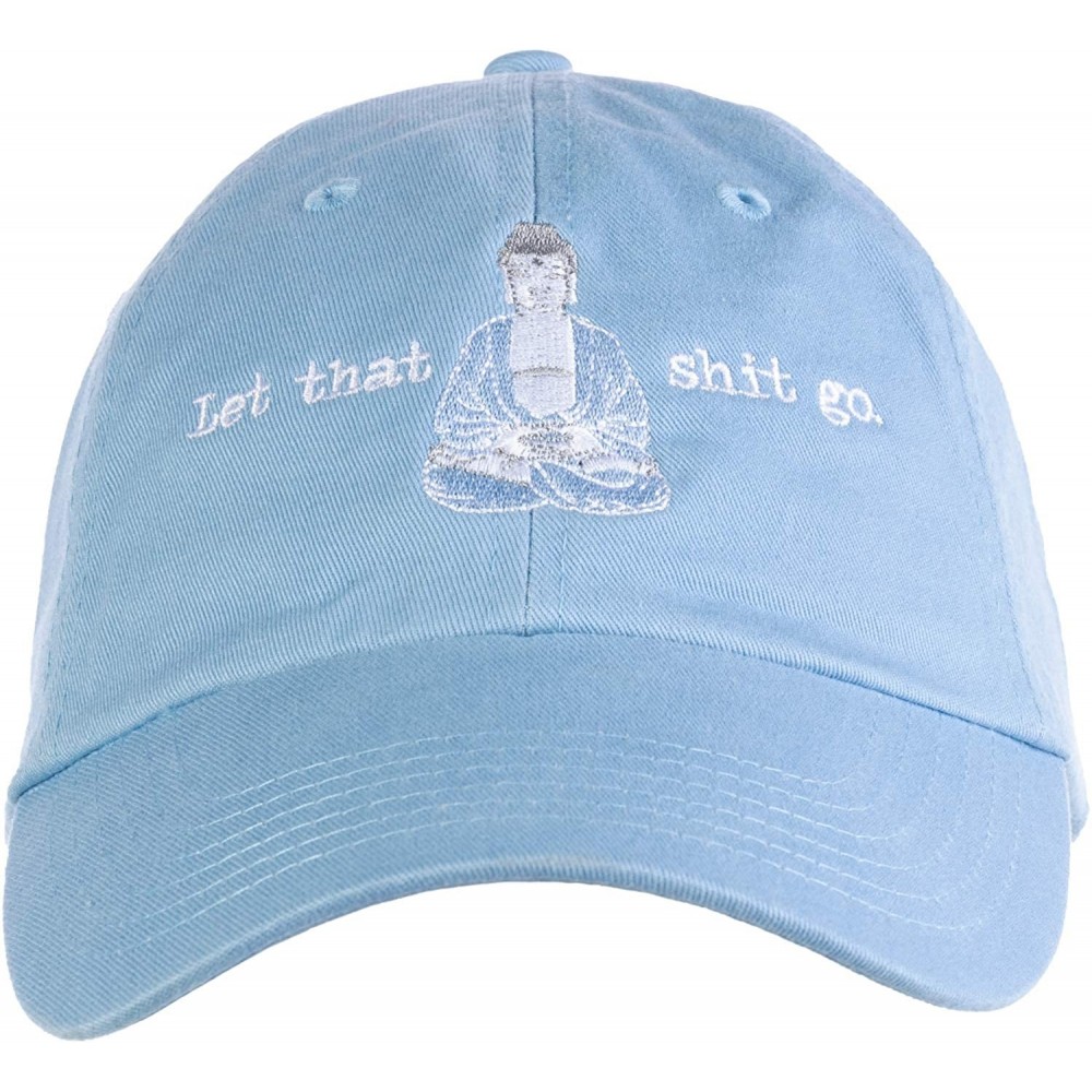 Baseball Caps Let That Sht Go - Funny Zen Buddha Yoga Mindfulness Peace Hippy Women Men Baseball Cap Dad Hat - Blue - C018XNU...