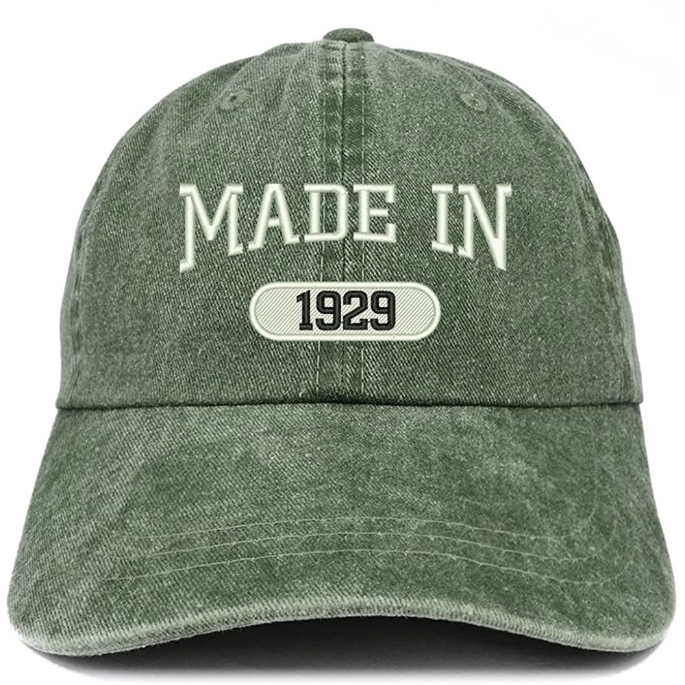 Baseball Caps Made in 1929 Embroidered 91st Birthday Washed Baseball Cap - Dark Green - CB18C7IY8Z7 $14.50
