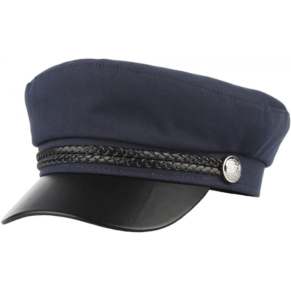 Newsboy Caps Men Women Yacht Captain Sailor Hat Newsboy Cabbie Baker Boy Peaked Beret Cap - Navy - C218Q85WGLY $14.30