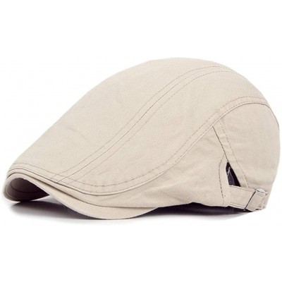 Newsboy Caps Pack of 2 Men's Cotton Flat Cap Ivy Cabbie Driving Hat Hunting Newsboy Cap - Beige+black - CU188HCADM8 $12.00