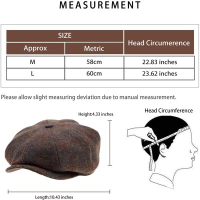 Newsboy Caps Newsboy Hats Men Flat Cap Gatsby Snap Classic Herringbone Twill Vintage 8 Panel Hat - Light Brown(2080 - C918A79...