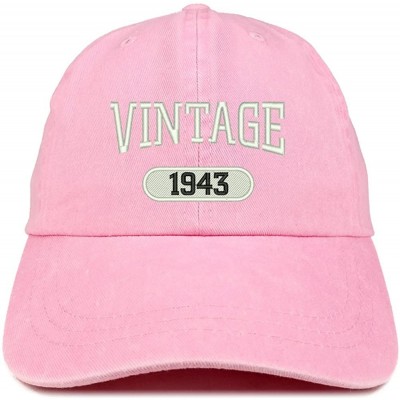 Baseball Caps Vintage 1943 Embroidered 77th Birthday Soft Crown Washed Cotton Cap - Pink - C212JO1IBRL $13.81
