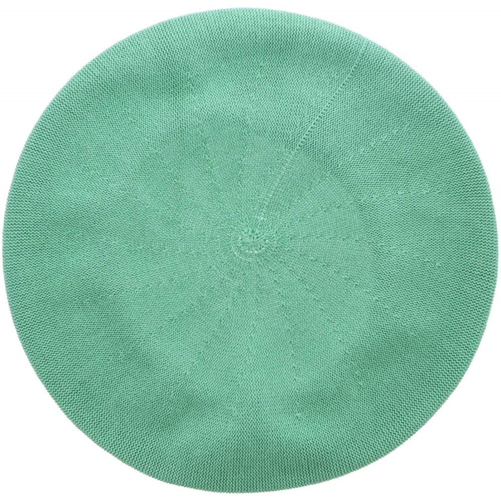 Berets Beret for Women 100% Cotton Solid - Medium/Large - Apple Green - C218U4GAO6D $17.38