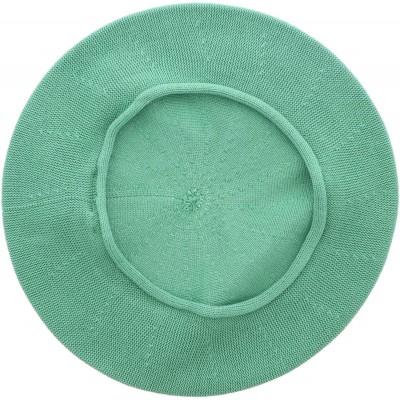 Berets Beret for Women 100% Cotton Solid - Medium/Large - Apple Green - C218U4GAO6D $17.38