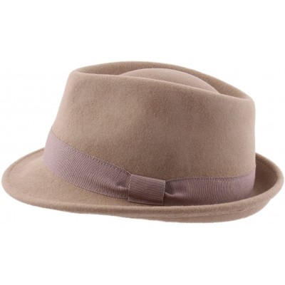 Fedoras Classic Trilby Pliable Wool Felt Trilby Hat Packable Water Repellent - Camel-2 - CQ1880DQ85X $36.76