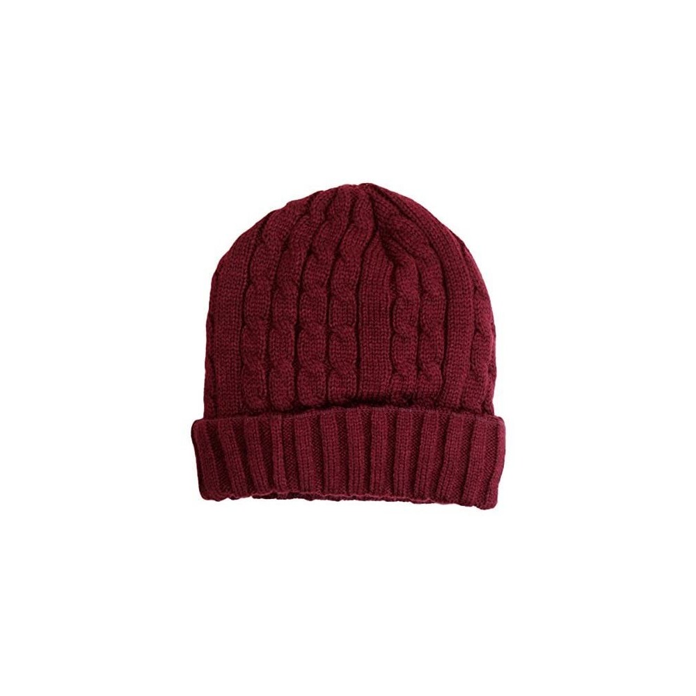 Skullies & Beanies Trendy Winter Warm Soft Beanie Cable Knitted Hat Cap For Women - Burgundy - CM127H063I5 $11.64