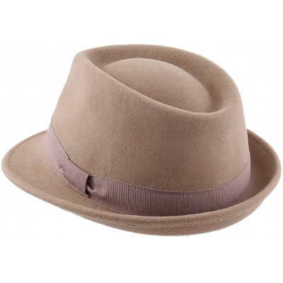 Fedoras Classic Trilby Pliable Wool Felt Trilby Hat Packable Water Repellent - Camel-2 - CQ1880DQ85X $36.76