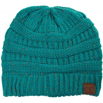 Skullies & Beanies Unisex Confetti Ribbed Cable Knit Thick Soft Warm Winter Beanie Hat - Sea Green - CW18QI8ZTRY $15.08