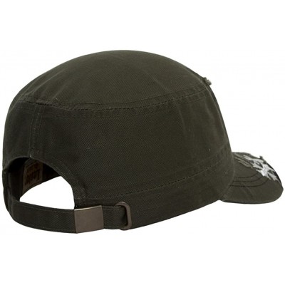 Newsboy Caps Cross Distressed Cadet Cap - Olive - Olive Cross - CS11MV4XV8N $19.90