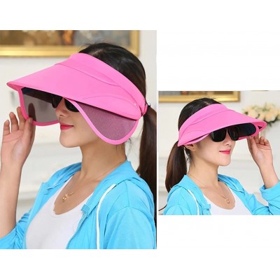 Sun Hats Womens Sun Hats with Retractable Visor Wide Brim Plastic Sun Visor UV Protection Summer Beach Fishing Hat Cap - CX18...