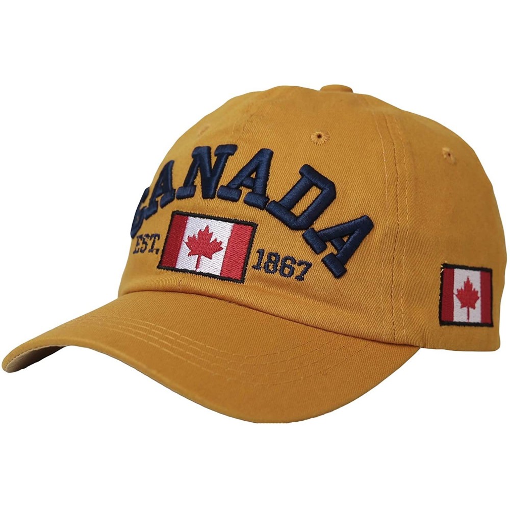 Baseball Caps Cotton Baseball Cap Canada Maple Flag Embroidery LX1382 - Yellow - CD18XWT9OQW $17.08