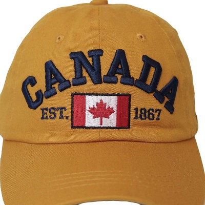 Baseball Caps Cotton Baseball Cap Canada Maple Flag Embroidery LX1382 - Yellow - CD18XWT9OQW $17.08