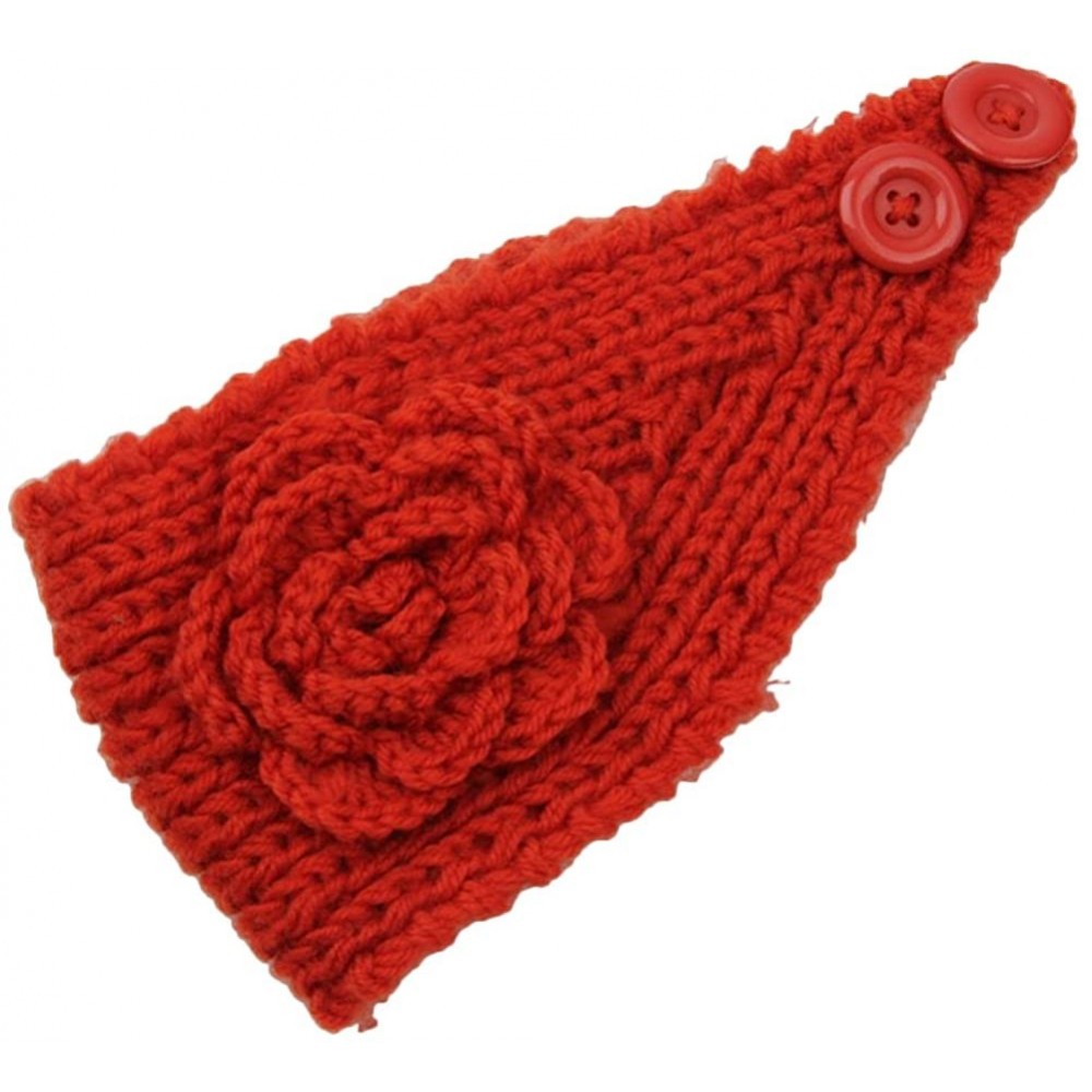 Skullies & Beanies Women's Fashion Crochet Flowers Headband Knitted Hat Cap Headwrap Bands - Orange - CA187IMTXWY $10.09