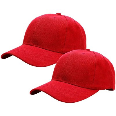 Baseball Caps 2pcs Baseball Cap for Men Women Adjustable Size Perfect for Outdoor Activities - Red/Red - CI195CY9200 $12.06