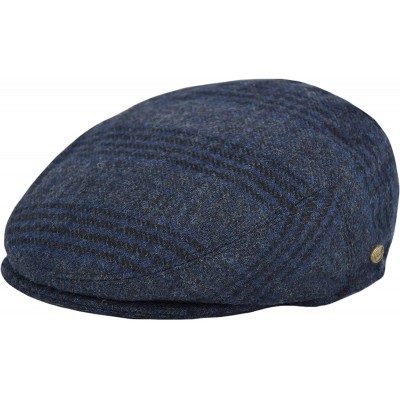 Newsboy Caps Classic Men's Flat Hat Wool Newsboy Herringbone Tweed Driving Cap - Iv2363-navy - CJ18IDSCODT $18.73