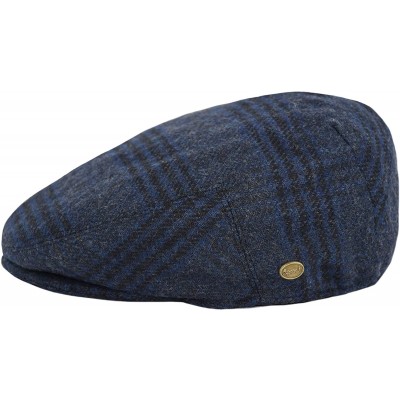 Newsboy Caps Classic Men's Flat Hat Wool Newsboy Herringbone Tweed Driving Cap - Iv2363-navy - CJ18IDSCODT $18.73