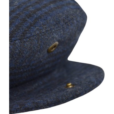 Newsboy Caps Classic Men's Flat Hat Wool Newsboy Herringbone Tweed Driving Cap - Iv2363-navy - CJ18IDSCODT $18.73