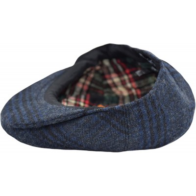 Newsboy Caps Classic Men's Flat Hat Wool Newsboy Herringbone Tweed Driving Cap - Iv2363-navy - CJ18IDSCODT $18.73