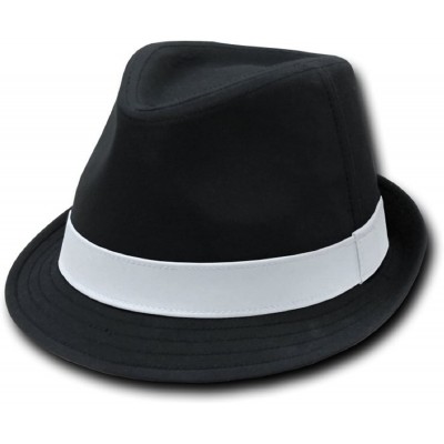 Fedoras Basic Poly Woven Fedora Hats (Black/White- S/M) - CB1154A3IQ5 $36.47