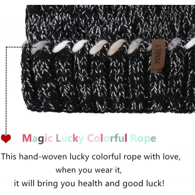 Skullies & Beanies Knit Slouchy Beanie Hats for Women Winter - Warm Chunky Fleece Lined Beanies with Pompom - Black 1 - CG18Y...