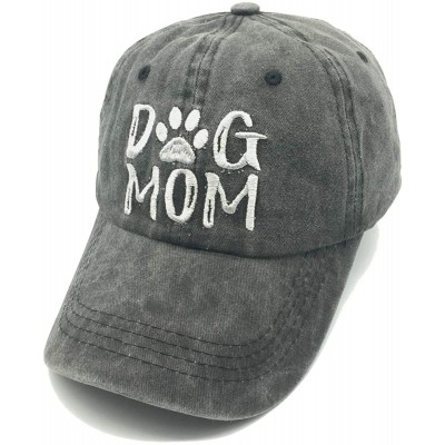 Baseball Caps Women's Dog Mom Baseball Caps Embroideried Washed Adjustable Dad Hat - Dog Mom Black - C318OMWDTK5 $28.35