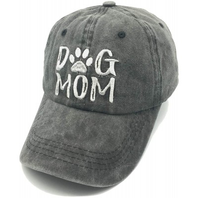 Baseball Caps Women's Dog Mom Baseball Caps Embroideried Washed Adjustable Dad Hat - Dog Mom Black - C318OMWDTK5 $11.01