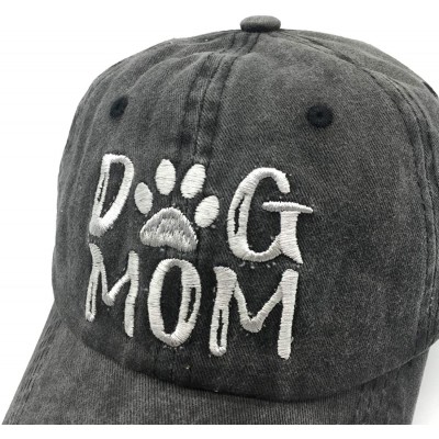 Baseball Caps Women's Dog Mom Baseball Caps Embroideried Washed Adjustable Dad Hat - Dog Mom Black - C318OMWDTK5 $11.01