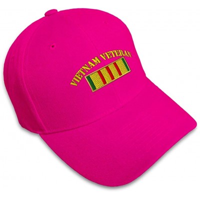 Baseball Caps Custom Baseball Cap Vietnam Veteran Flag Embroidery Dad Hats for Men & Women 1 Size - Hot Pink - C1185C4C5GH $3...