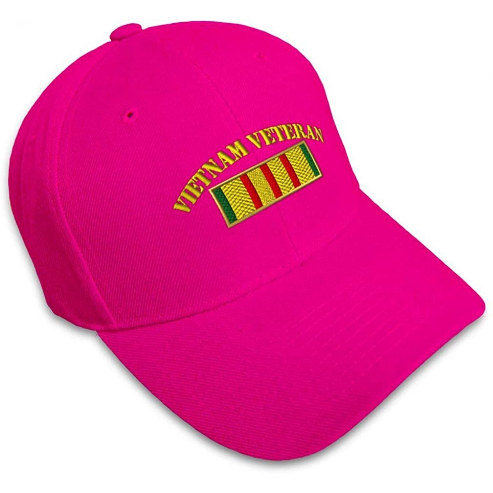Baseball Caps Custom Baseball Cap Vietnam Veteran Flag Embroidery Dad Hats for Men & Women 1 Size - Hot Pink - C1185C4C5GH $1...