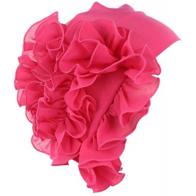 Baseball Caps Womens Wrap Cap Flower Chemo Hat Beanie Scarf Turban Headband - Hot Pink - C618IO3TNNN $7.66