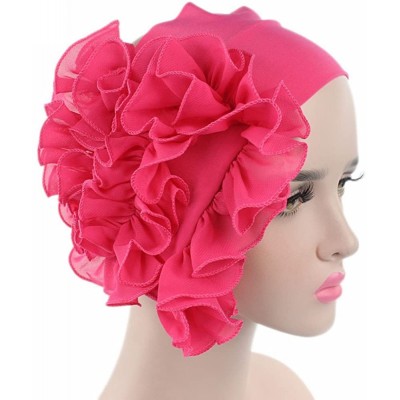 Baseball Caps Womens Wrap Cap Flower Chemo Hat Beanie Scarf Turban Headband - Hot Pink - C618IO3TNNN $7.66