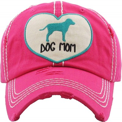 Baseball Caps The Original Southern Western Womens Hats Collection Vintage Distressed Dad HAt - Dog Mom Patch - Hot Pink - CQ...